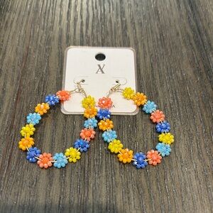 Floral Hoop Earrings - Multicolor